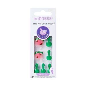 KISS imPRESS Press On Pedicure Salty Wind Women OS Pink Watermelon Beachy Vibe